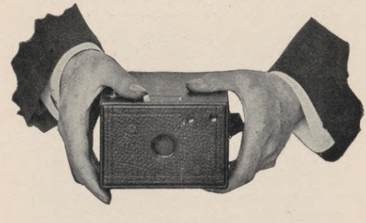 Hands holding the camera horizontally for a horizontal exposure.